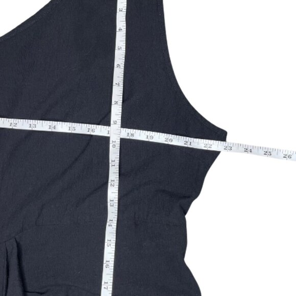 SHEIN Curve Black Cotton One Shoulder Fold Pleat Slit Hem Dress Summer 4X - Picture 8 of 12